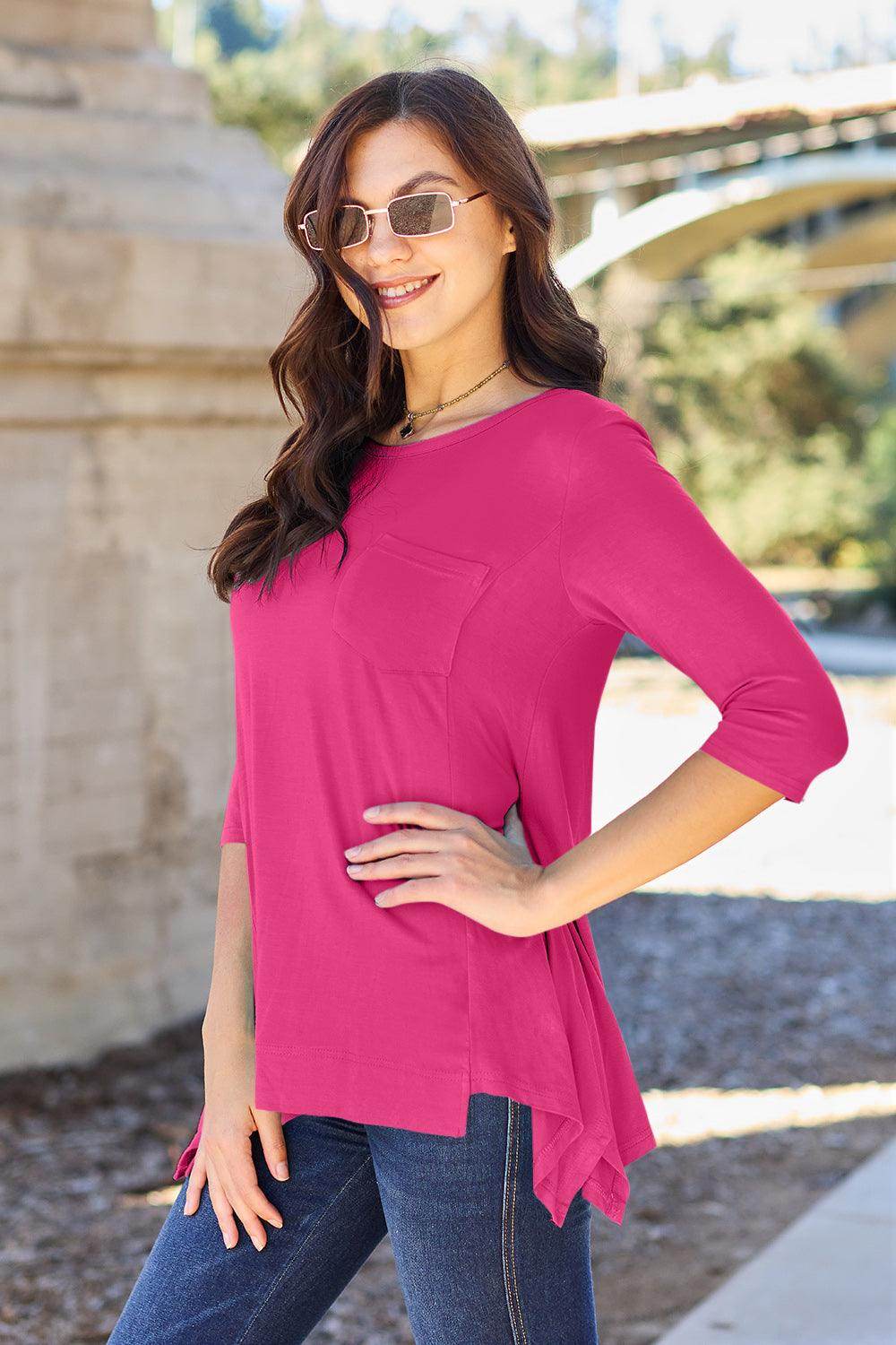 Basic Bae Full Size Round Neck Pocketed T-Shirt for Women - n/a at Dealshubindia