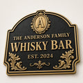 Personalized Home Bar Sign – Antique Brass Scroll Arch