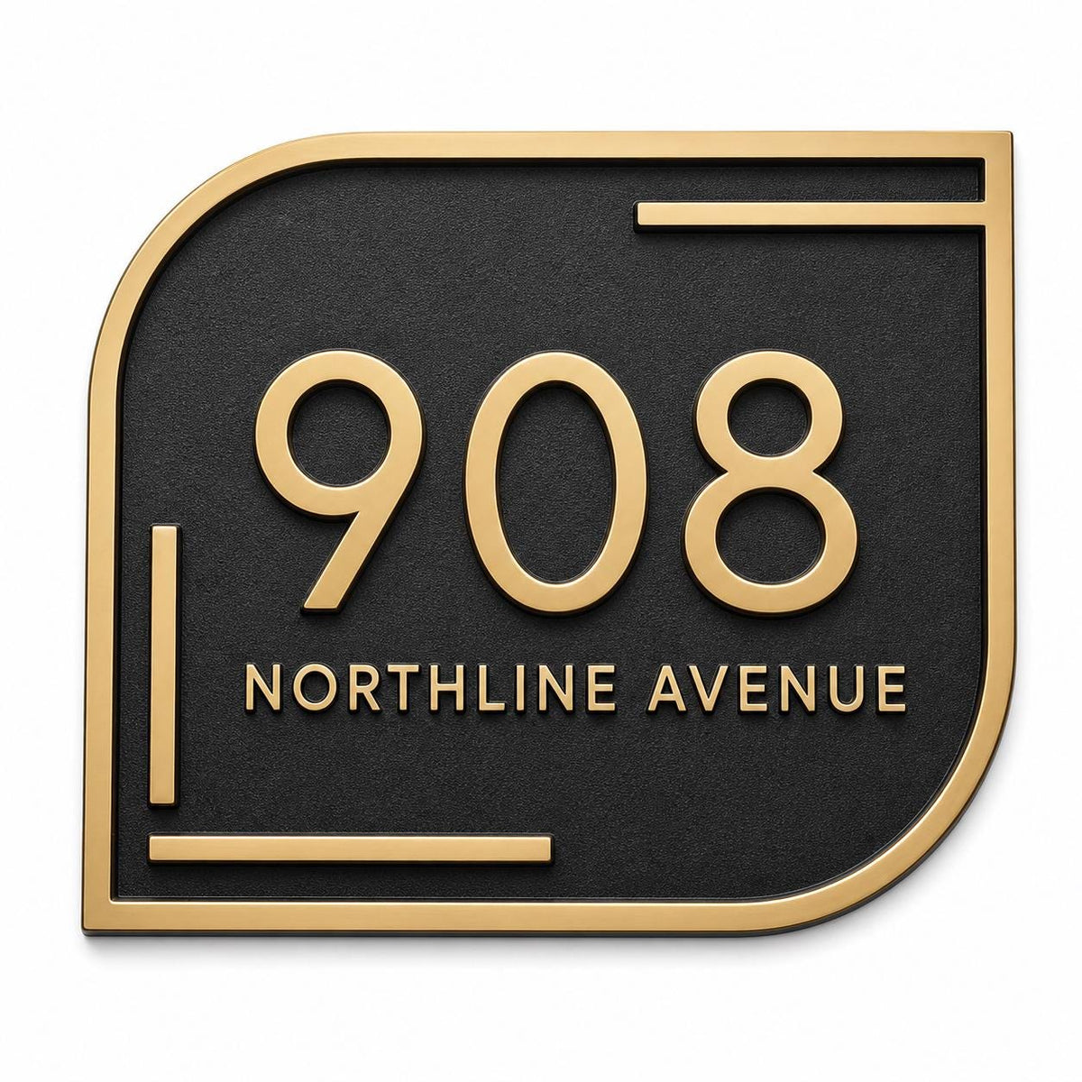 Personalized Address Plaque – Antique Brass Modern Asymmetric