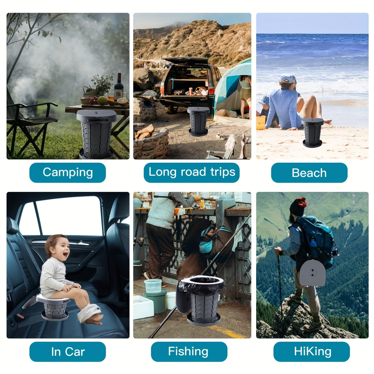 Adjustable Portable Camping Toilet with Storage Bag - Portable Showers & Privacy Enclosures at Dealshubindia