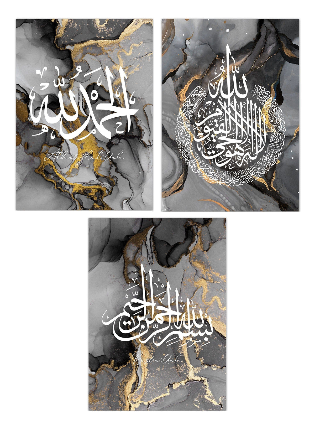 Poster  Kalligraphie Abstrakt Gold Schwarz Grau · Wandbilder Wohnzimmer & Schlafzimmer · Deko Print Bilder · ohne Rahmen