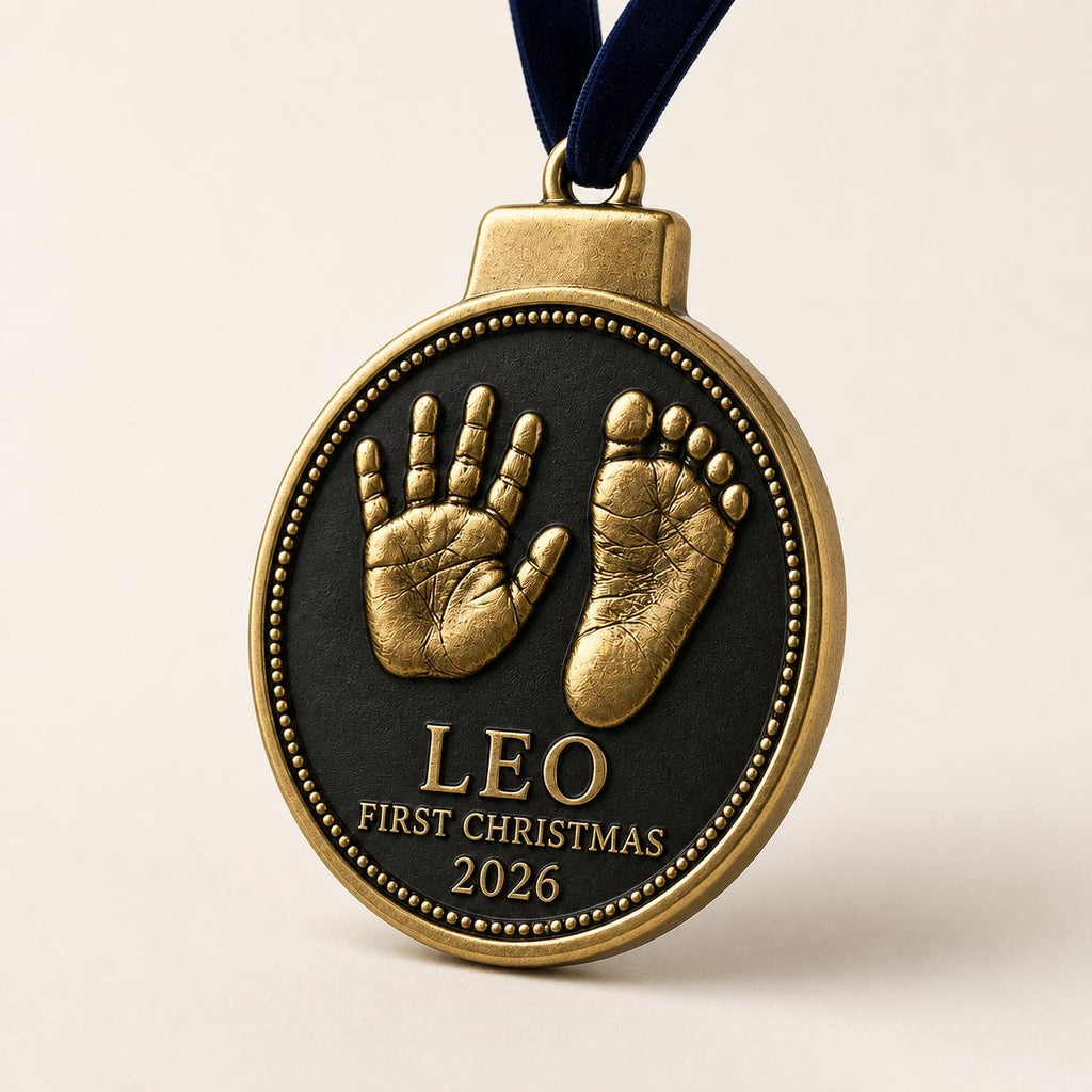 Baby Handprint and Footprint Ornament, Medallion