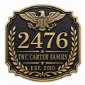 Personalized Address Plaque – Antique Brass Eagle and Laurel