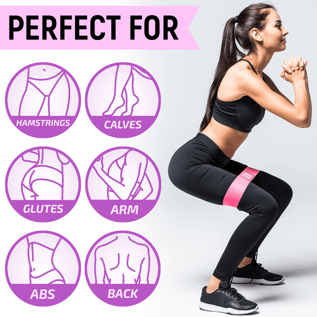 XGear Fitness Set of 3 Womens Butt and Hip Exercise Bands - Resistance Bands at Dealshubindia