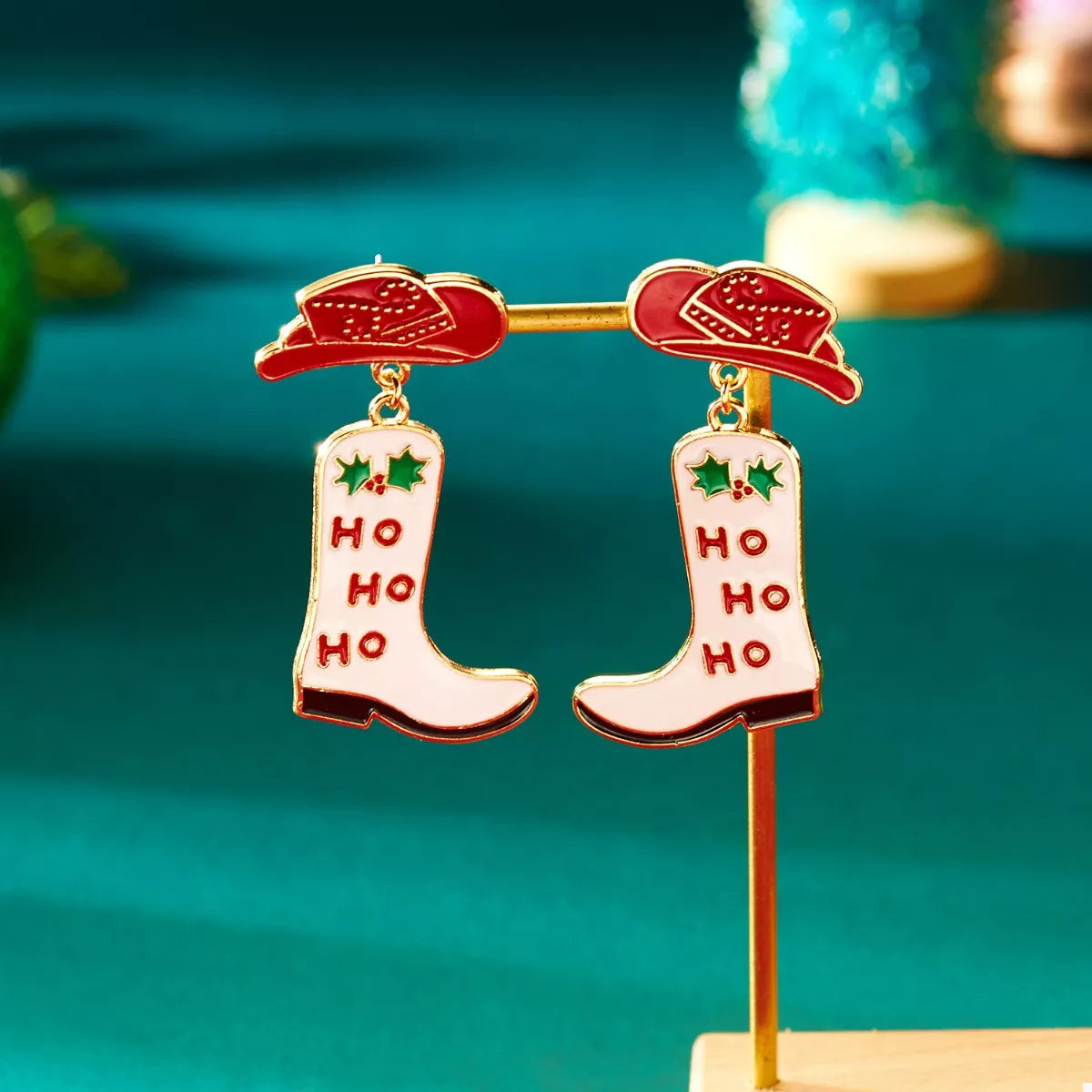 Christmas Cowboy Boots Earrings - n/a at Dealshubindia