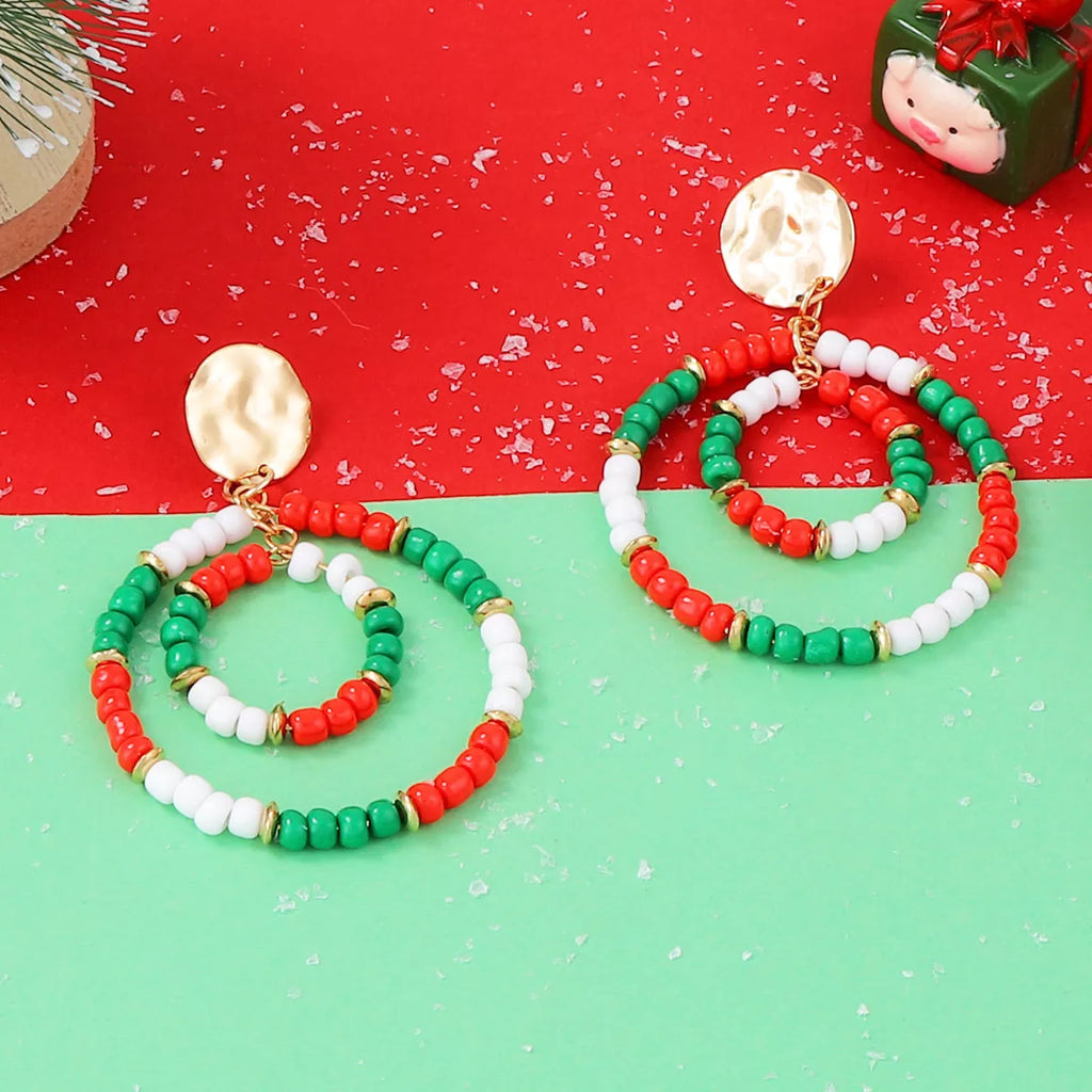 Christmas Beaded Hoop Earrings - n/a at Dealshubindia