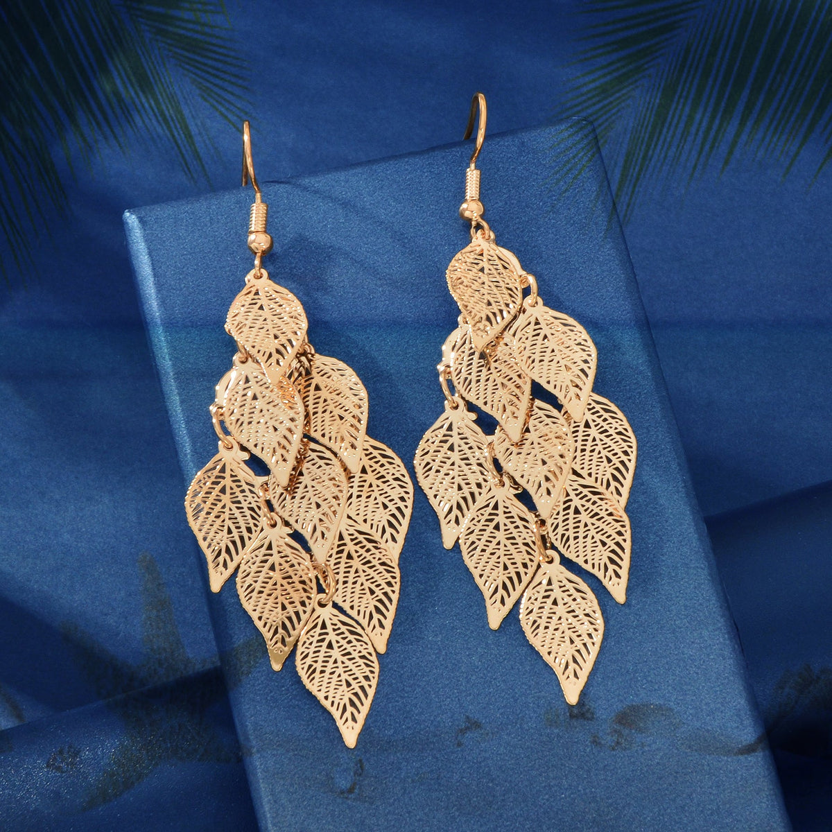 AU Local Bohemian Colorful Hollow Layered Leaf Stacks Hook Drop Dangle Earrings
