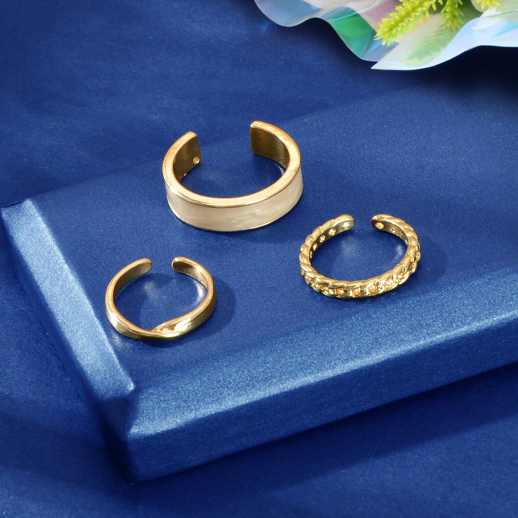 3 pcs Retro Stackable White Enamel Midi Knuckle Ring set Multiple Bulk Pack Ring
