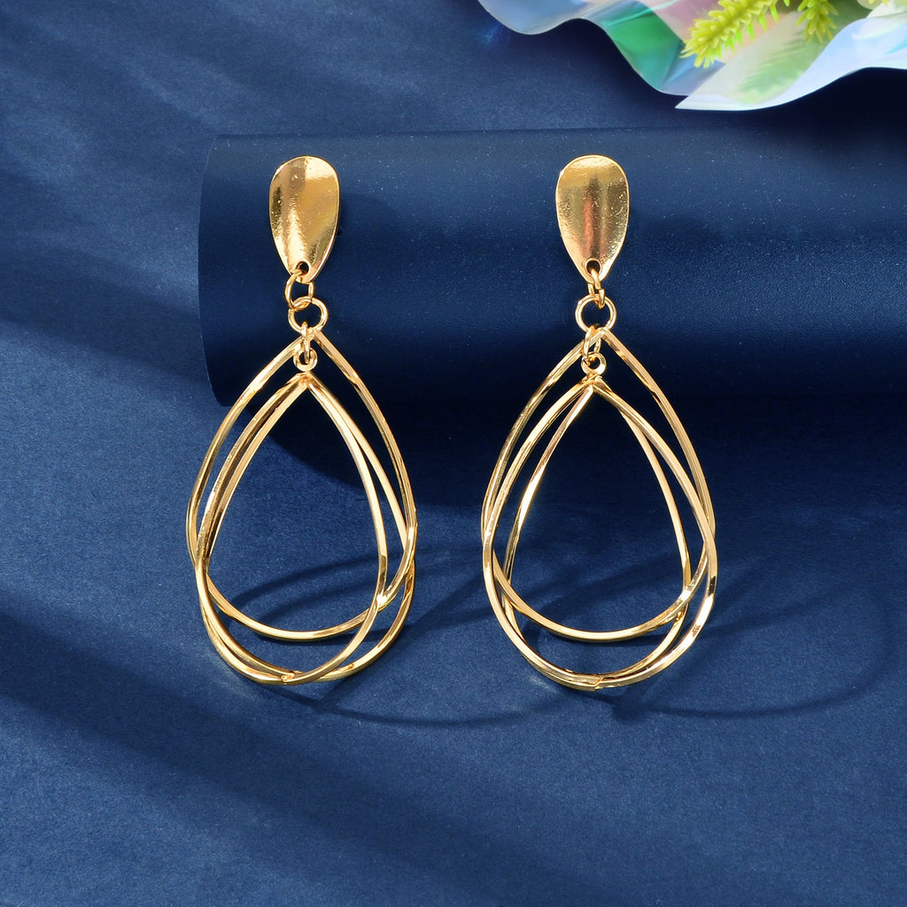 Female Jewellery Gold Silver Geometric Water Drop Statement Charm Earrings Women