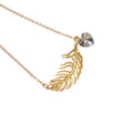 Designer Jewellery Gold Chain Heart Simulated Cubic Zirconia Feather Necklace