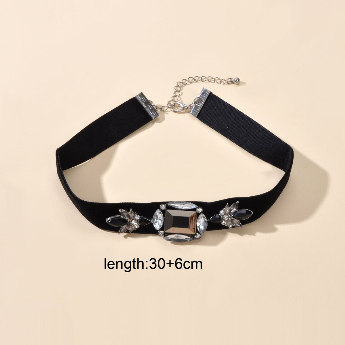 Retro Jewellery 90s Rhinestone Black Velvet Short Tattoo Choker Grunge Necklace