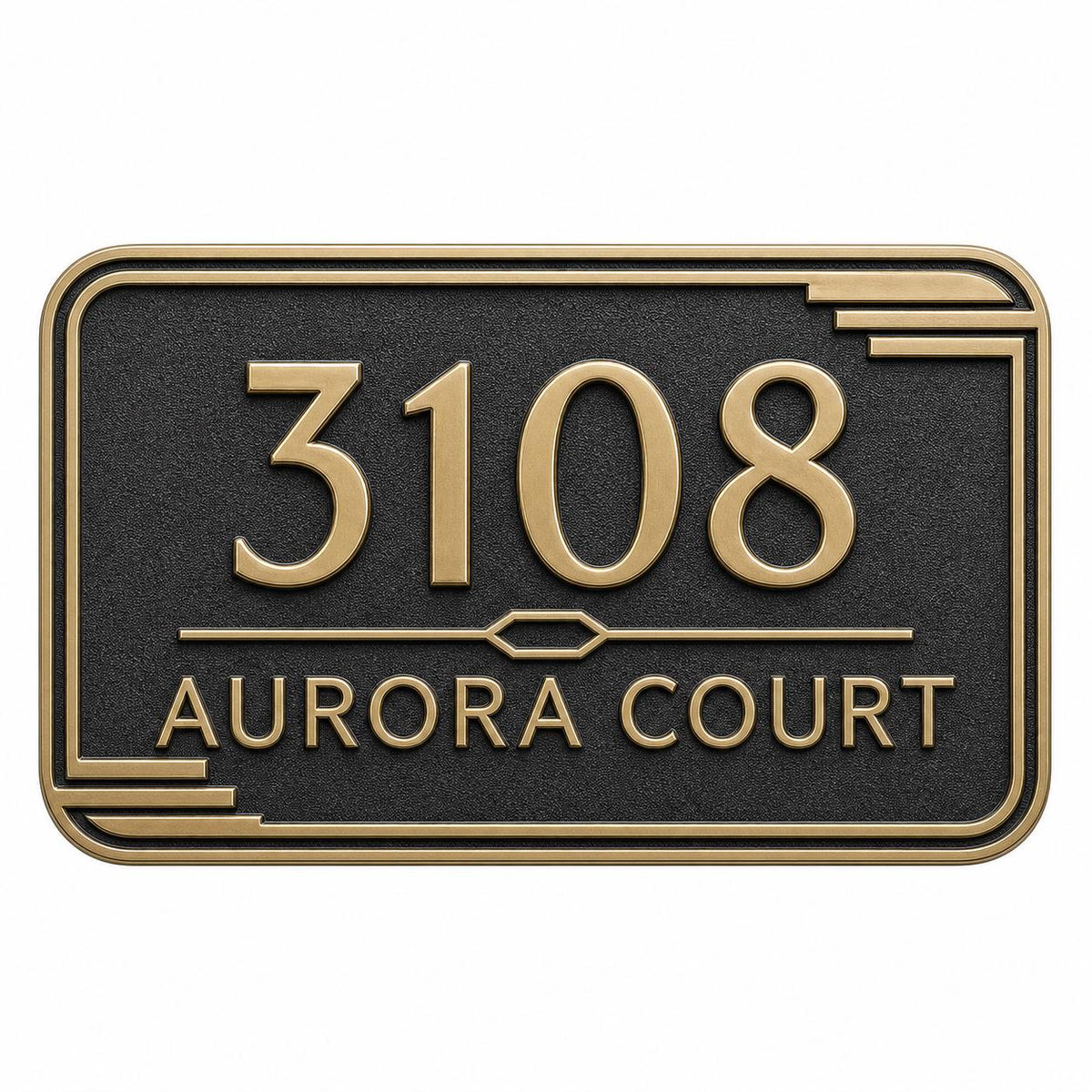 Personalized Address Plaque – Antique Brass Streamline Moderne