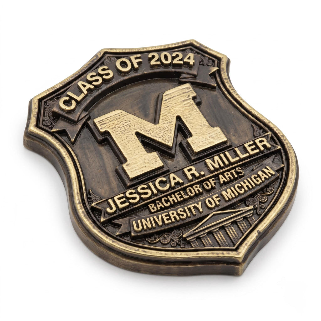 Personalized Graduation Plaque – Antique Brass Academic Shield