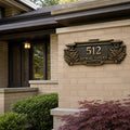 Prairie Sumac Address Plaque in Antique Brass-0