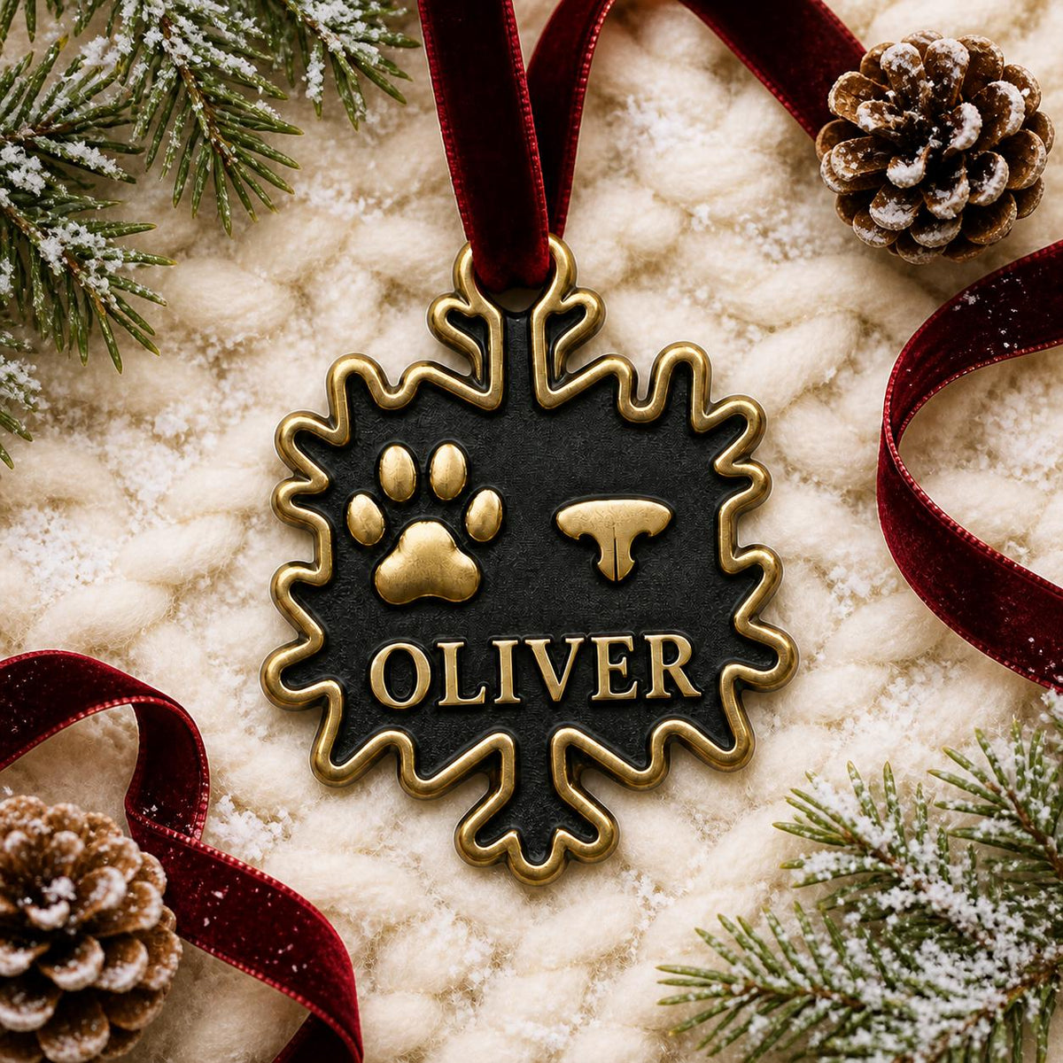 Pet Print Ornament, Snowflake