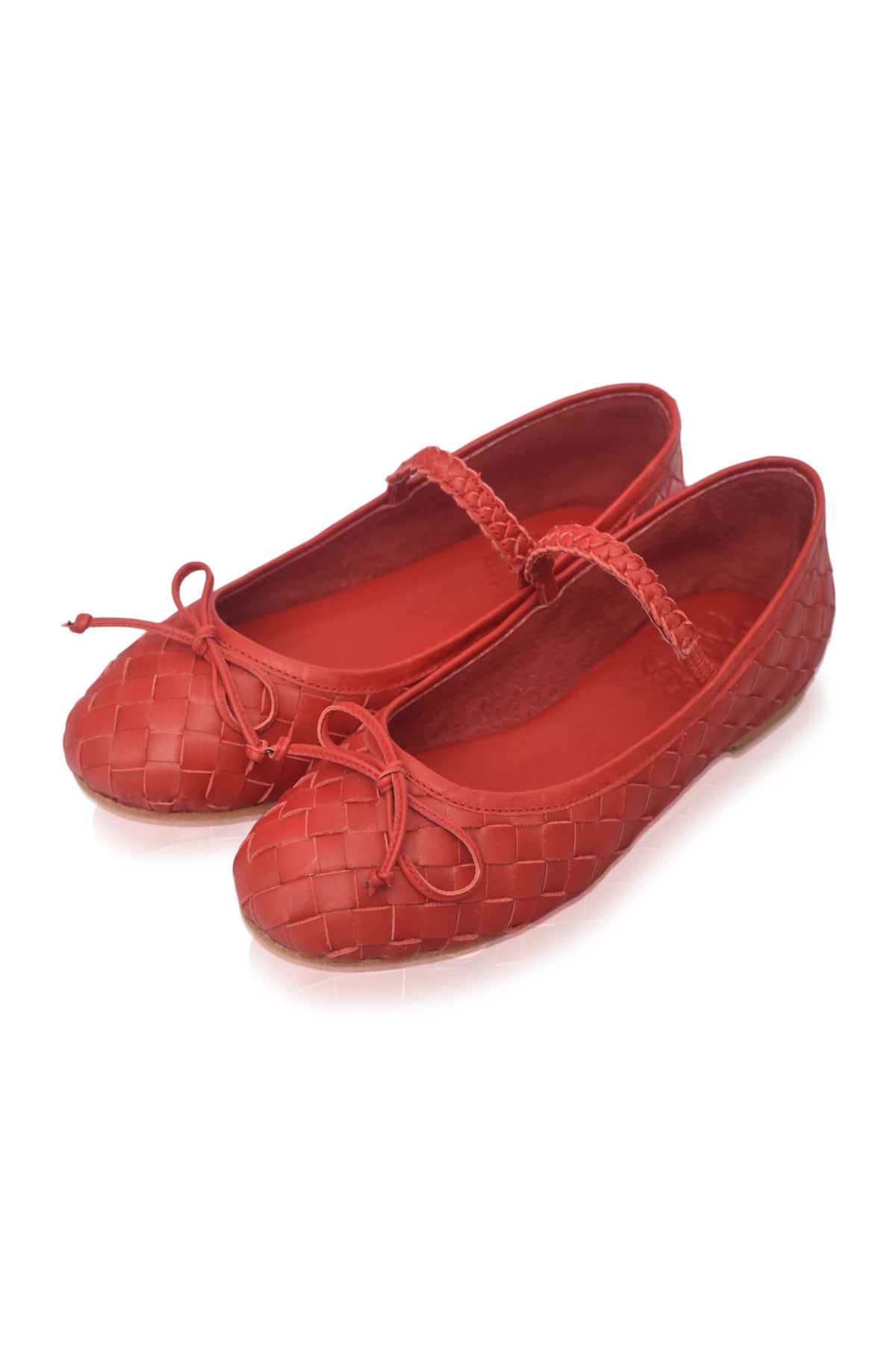 Marisol Woven Leather Ballet Flats - Leather Shoes at Dealshubindia