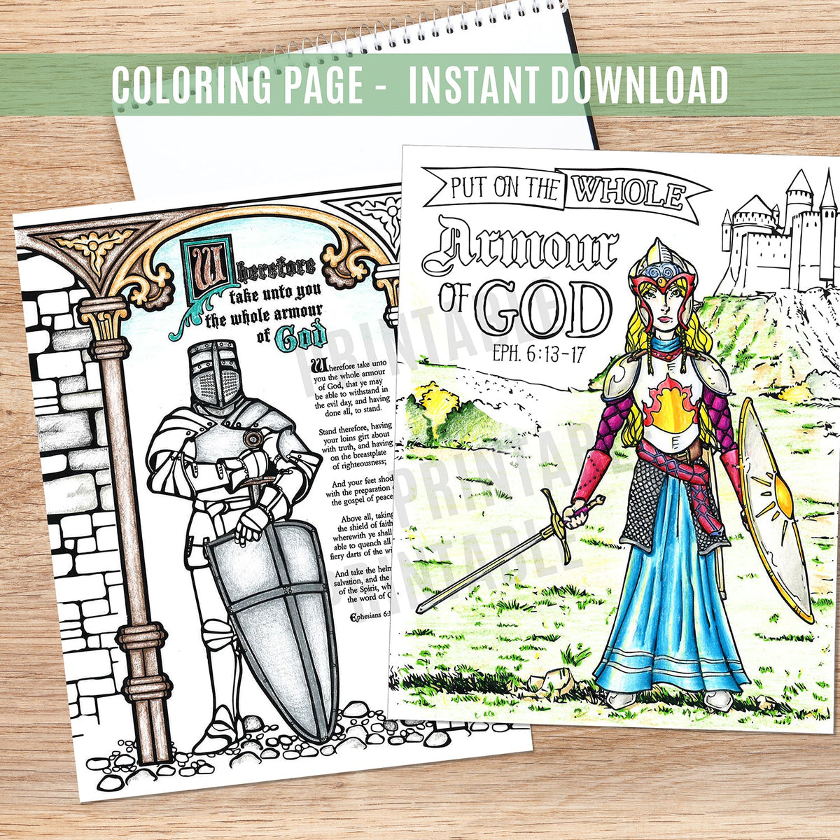 Armour of God Coloring Page Set - Instant Download