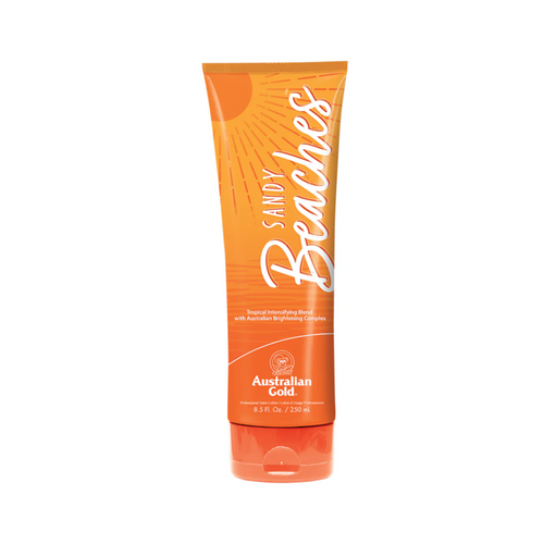 Australian Gold Sandy Beaches tanning lotion in orange squeeze tube