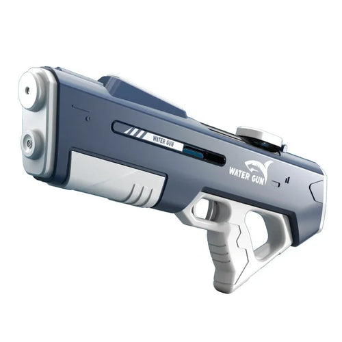 Blue automatic water gun toy with pistol grip and front nozzle