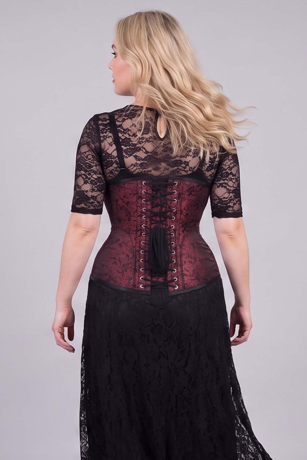 ORCHID Underbust Waist-Training Corset - Maroon Brocade