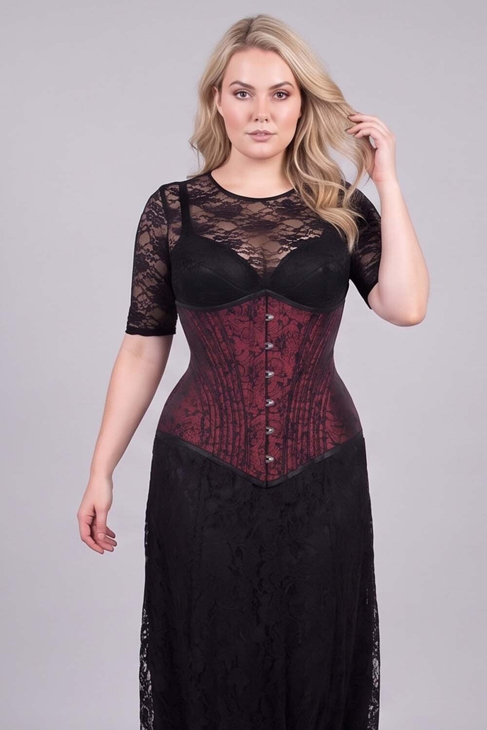 ORCHID Underbust Waist-Training Corset - Maroon Brocade