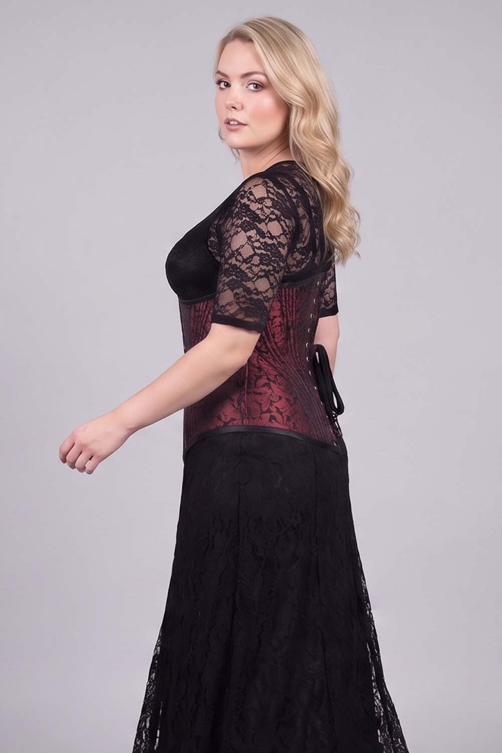ORCHID Underbust Waist-Training Corset - Maroon Brocade
