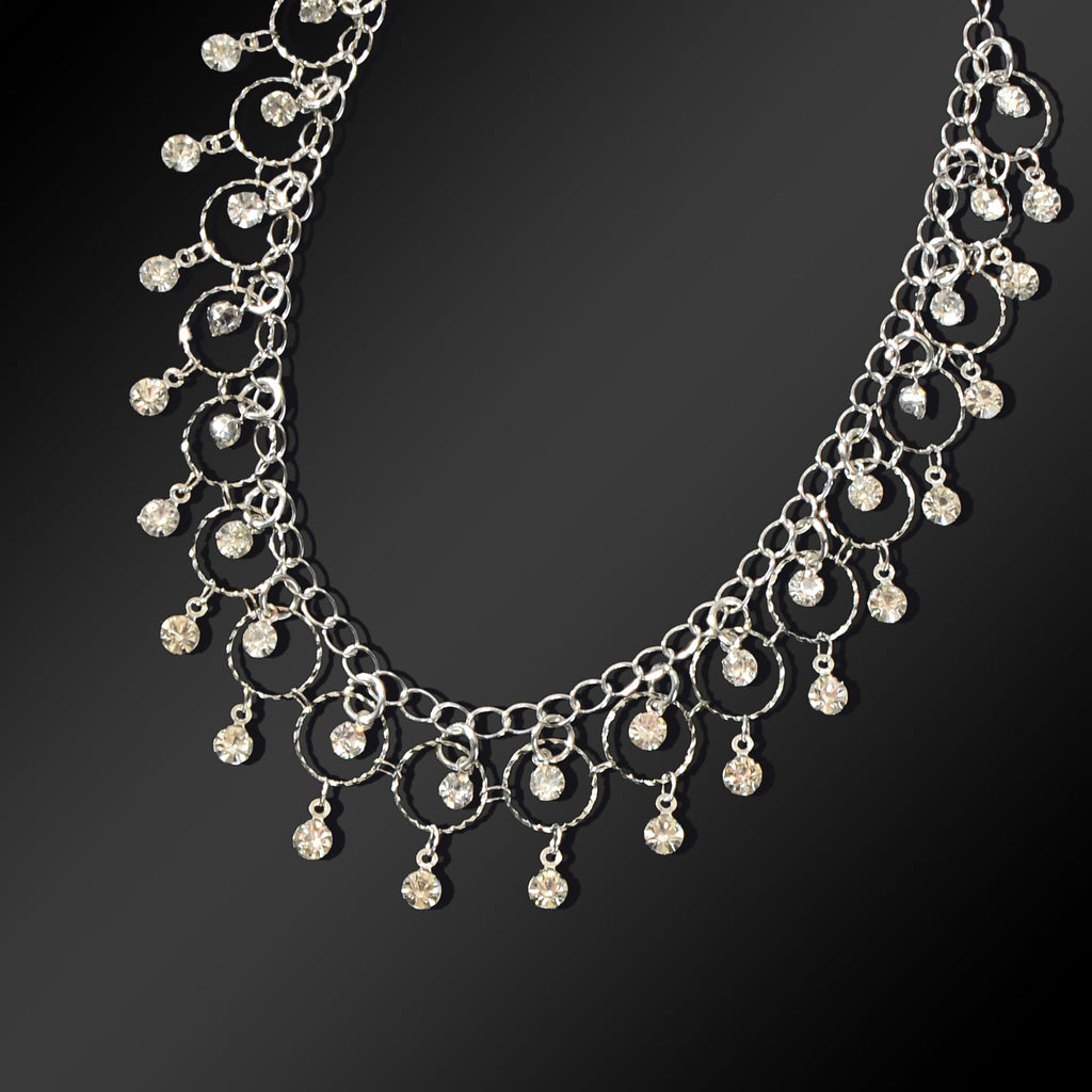 Luxurious Silver Chain Dangling Rhinestone Charm Anklet Foot Jewelry Party Gift