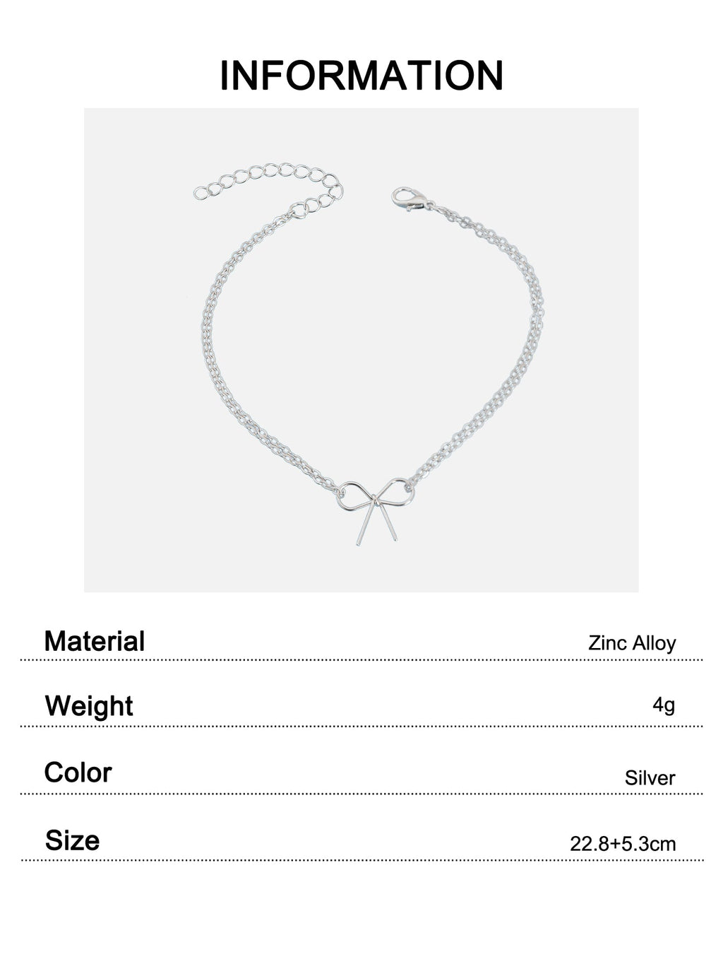 Minimalist Summer Gold Silver Bow Double Layer Chain Anklet Holiday Foot Jewelry