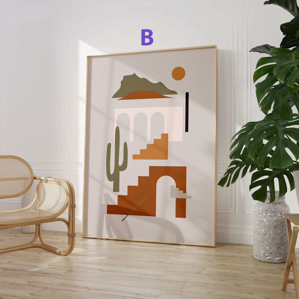 Boho Frauen Poster · Geschenkidee · Terrakotta, Wüstenkunst und Abstrakte Figuren · Dekoprint ohne Rahmen-3