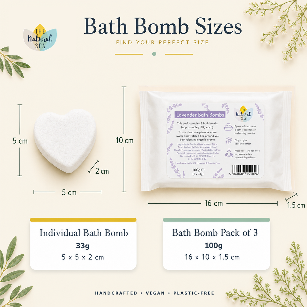 Lavender Aromatherapy Bath Bombs | Pack of 3 | Natural Relaxing Bath Fizzers for Stress Relief & Calm | Vegan, Plastic-Free