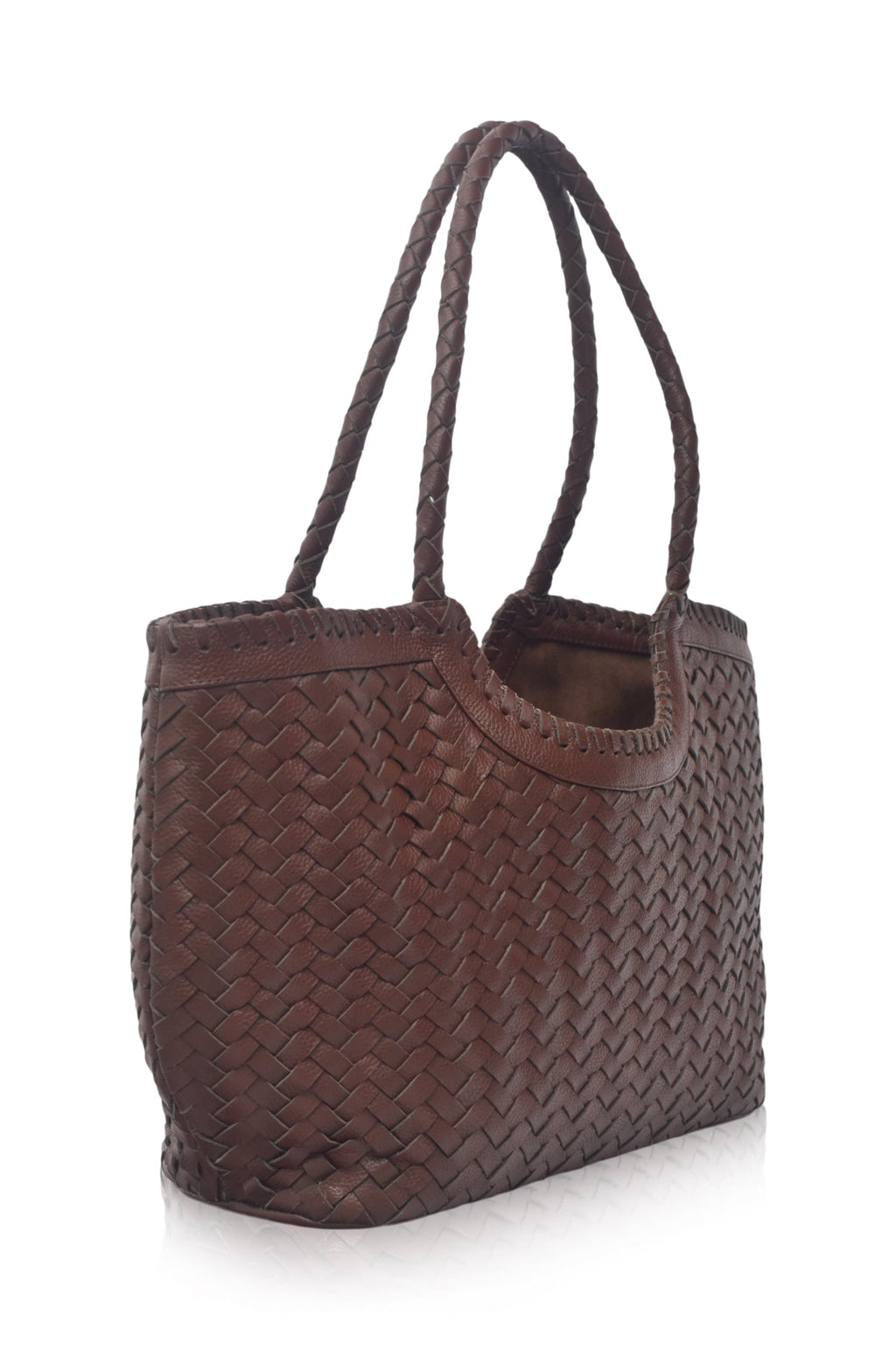 Bellagio Woven Leather Tote Bag - Leather bag at Dealshubindia
