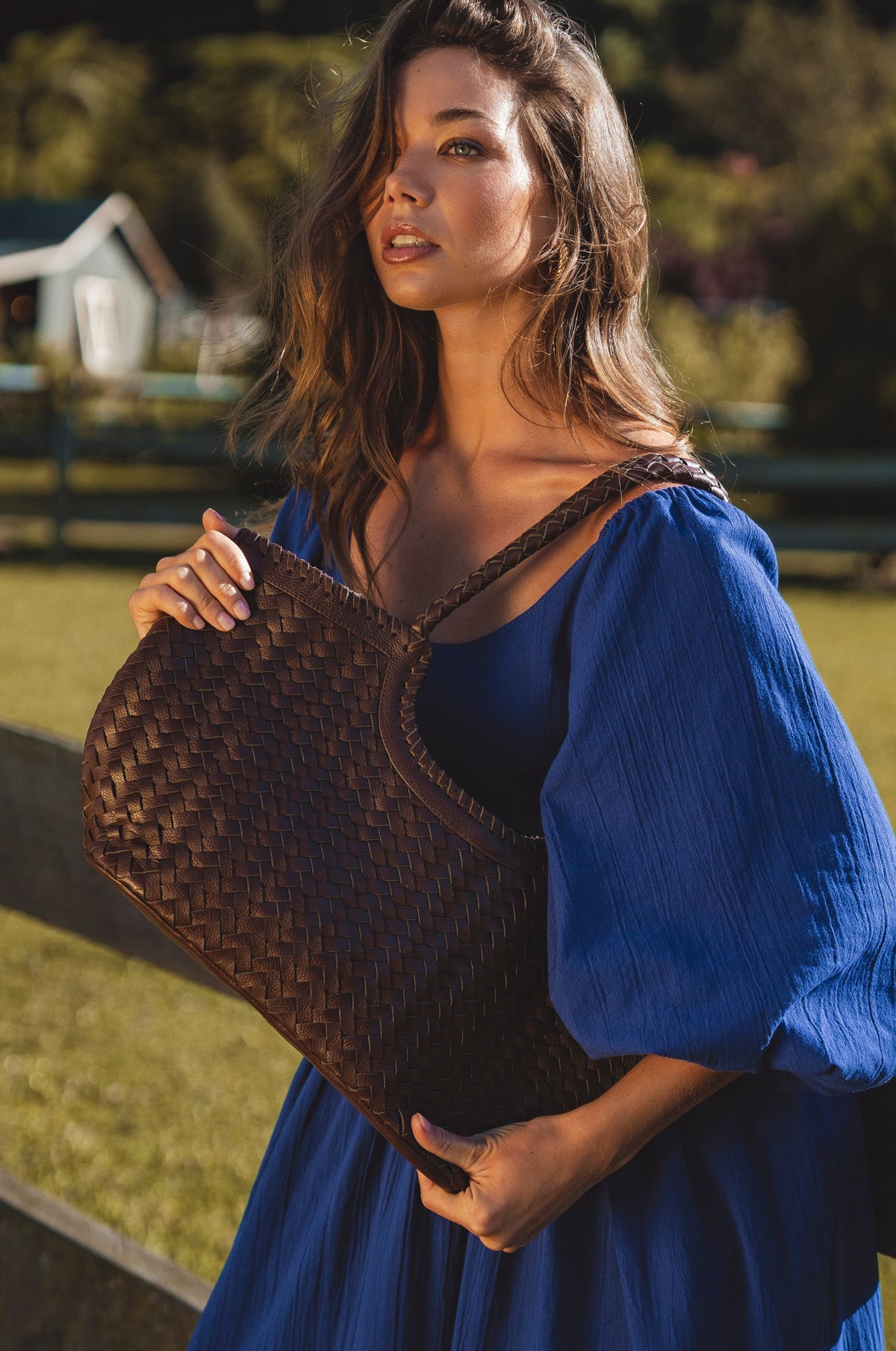 Bellagio Woven Leather Tote Bag - Leather bag at Dealshubindia