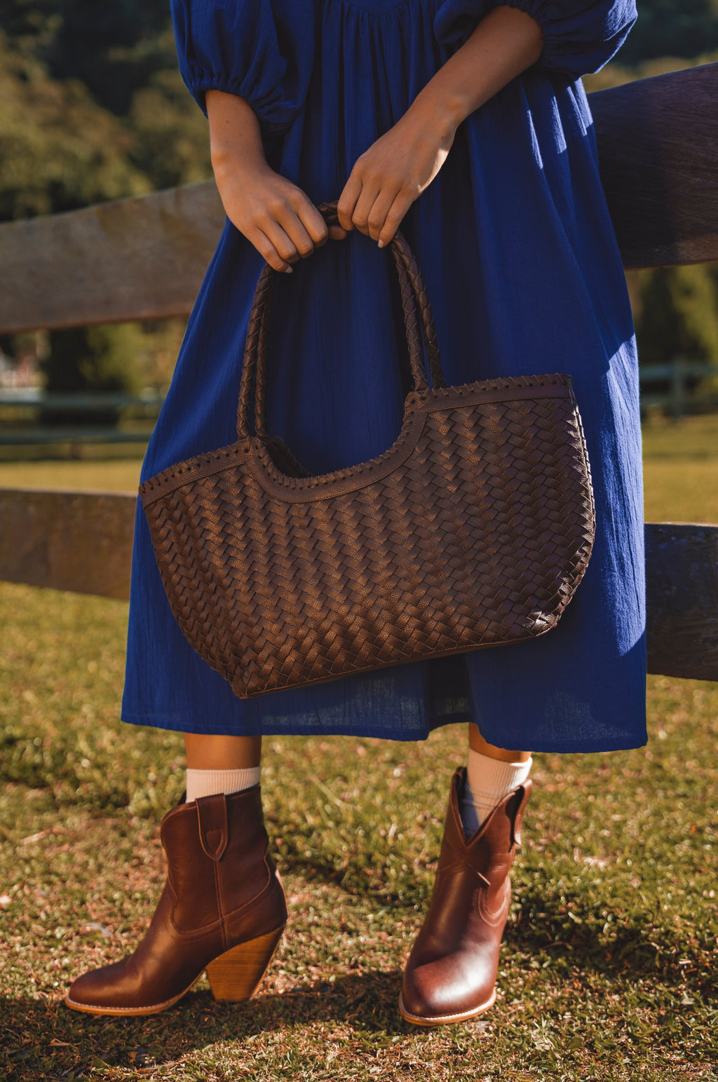 Bellagio Woven Leather Tote Bag - Leather bag at Dealshubindia