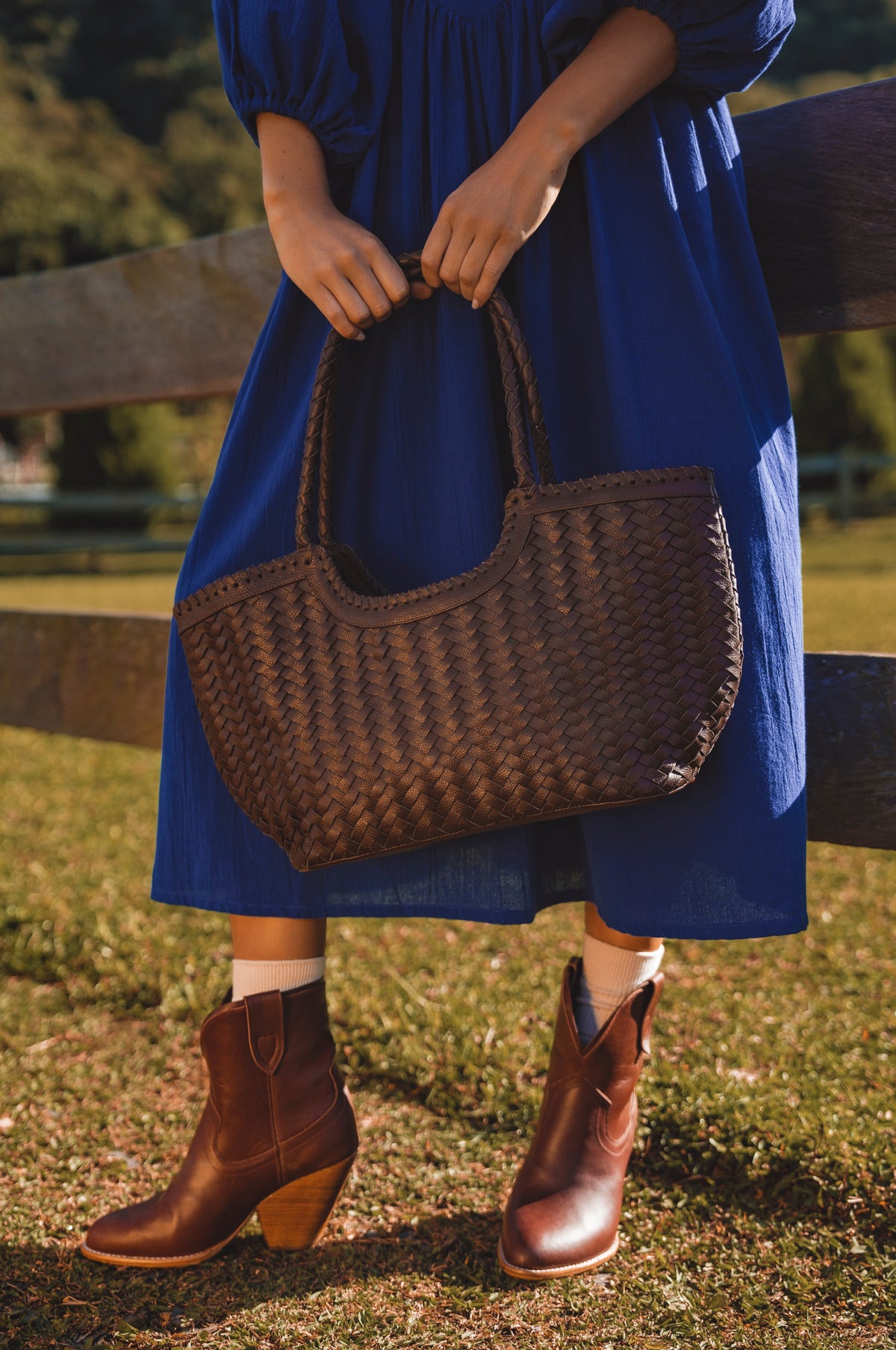 Bellagio Woven Leather Tote Bag - Leather bag at Dealshubindia