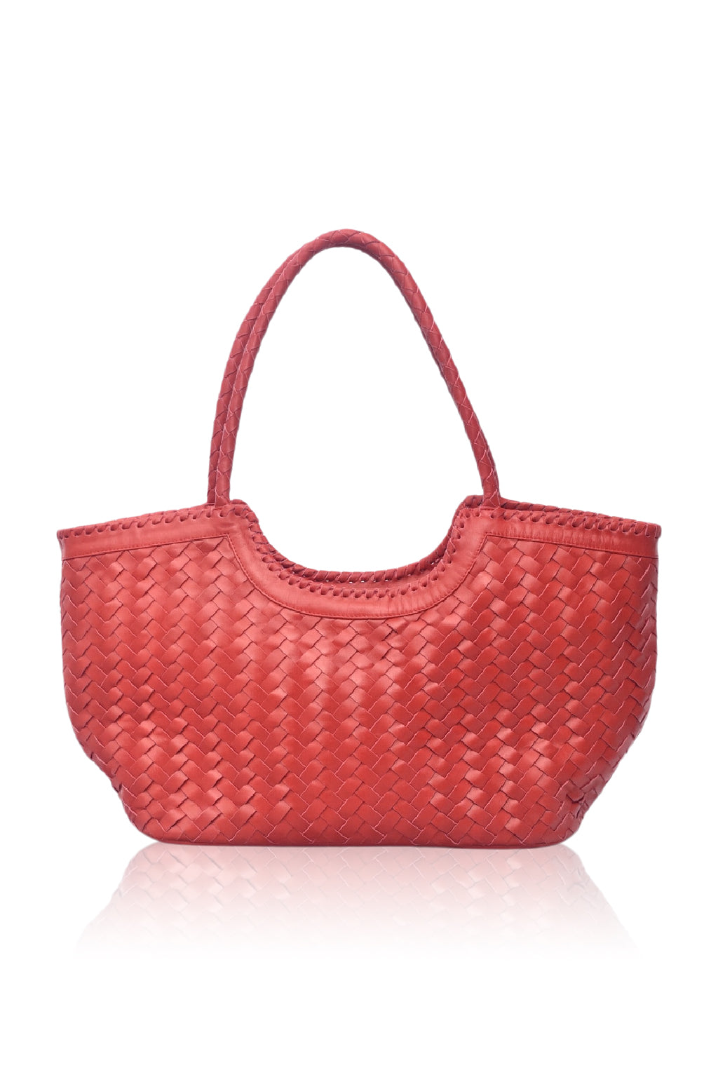 Bellagio Woven Leather Tote Bag - Leather bag at Dealshubindia