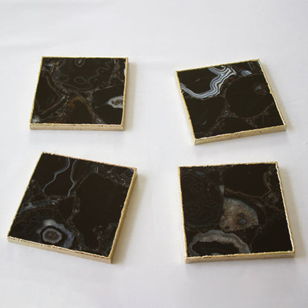 Black Agate Square Coasters-0