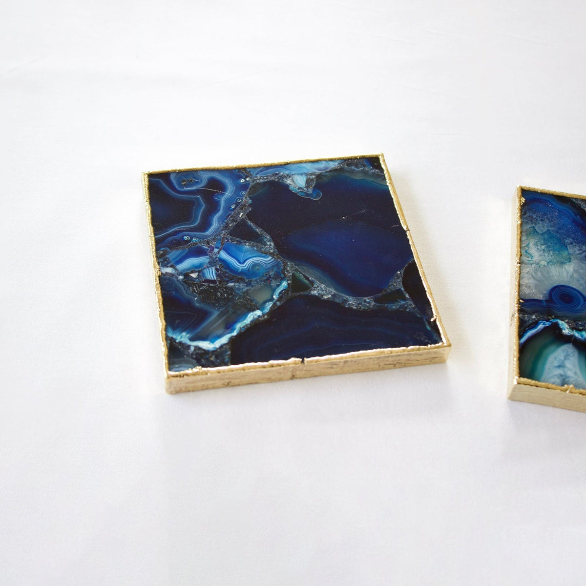 Blue Agate Square Coasters – Set of 4