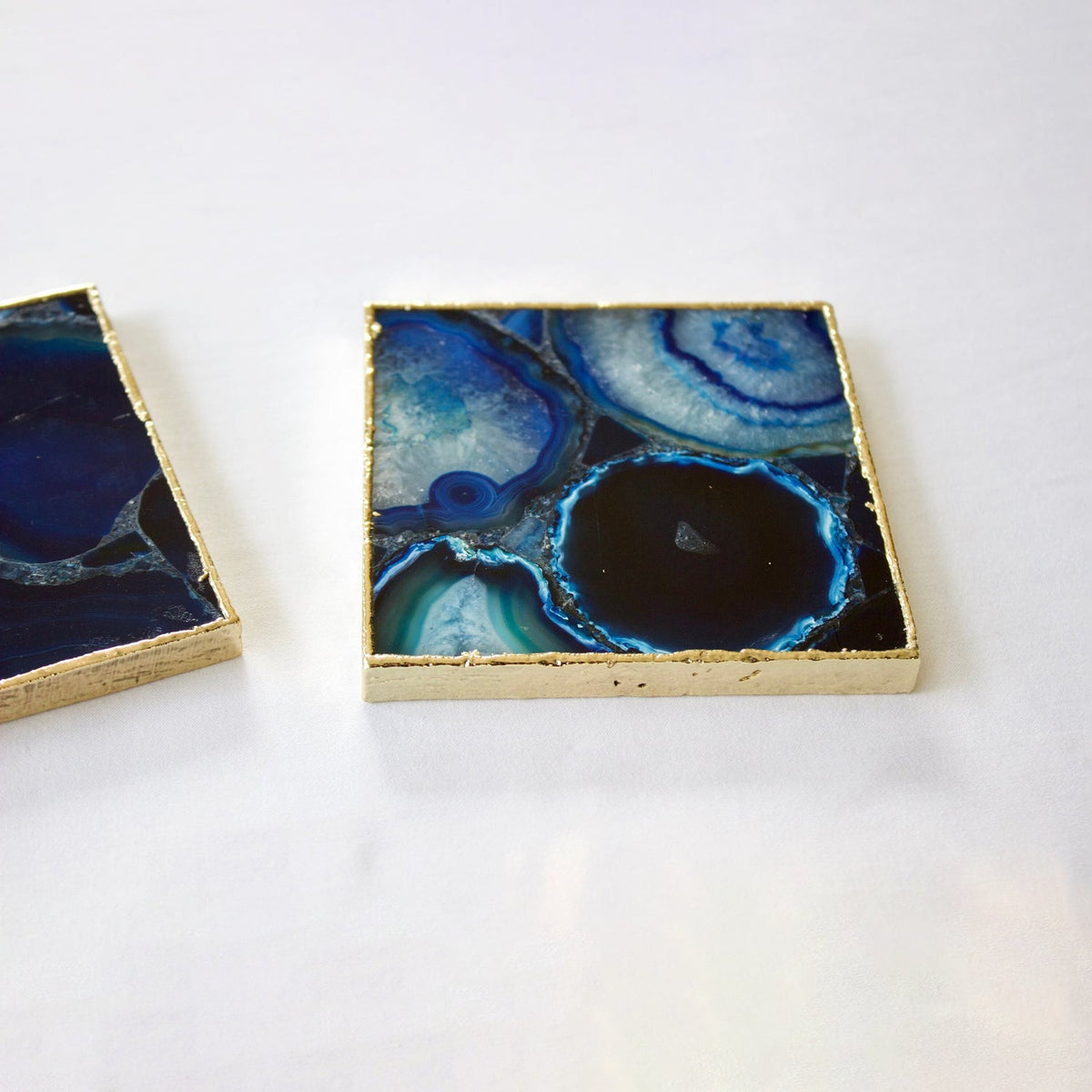 Blue Agate Square Coasters – Set of 4
