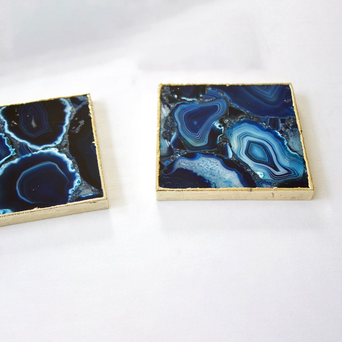 Blue Agate Square Coasters – Set of 4