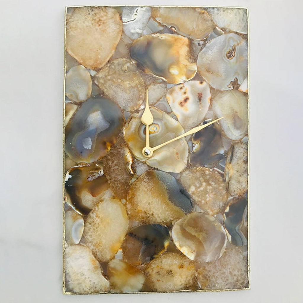 Brown Crystal Agate Large Wall Clock