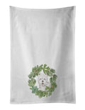 West Highland White Terrier Smiling Christmas Wreath Kitchen Towel Set of 2
