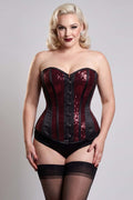 Rosalyn Maroon Sequins Burlesque Overbust Corset