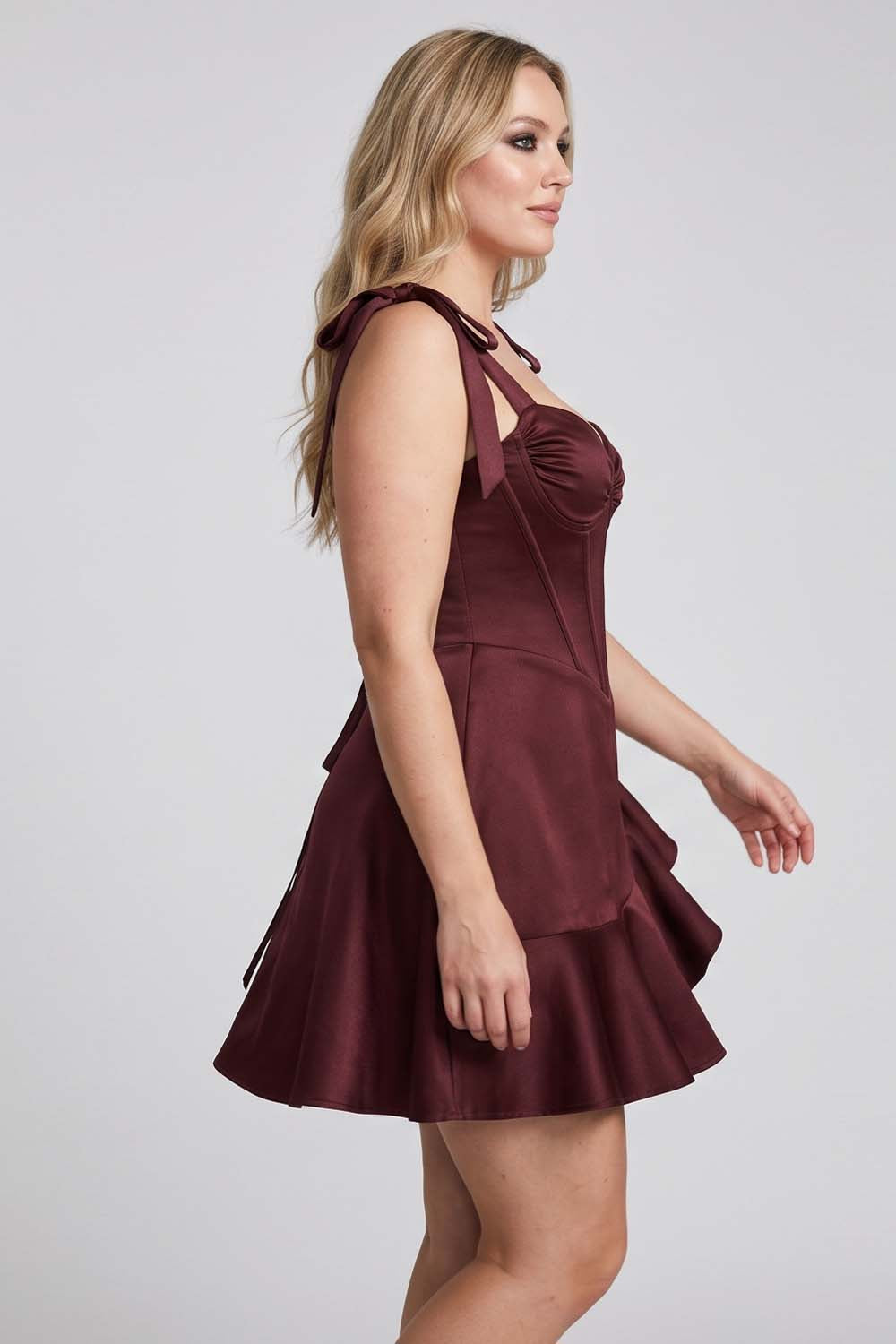 CARMILLA Corset Dress - Dark Maroon