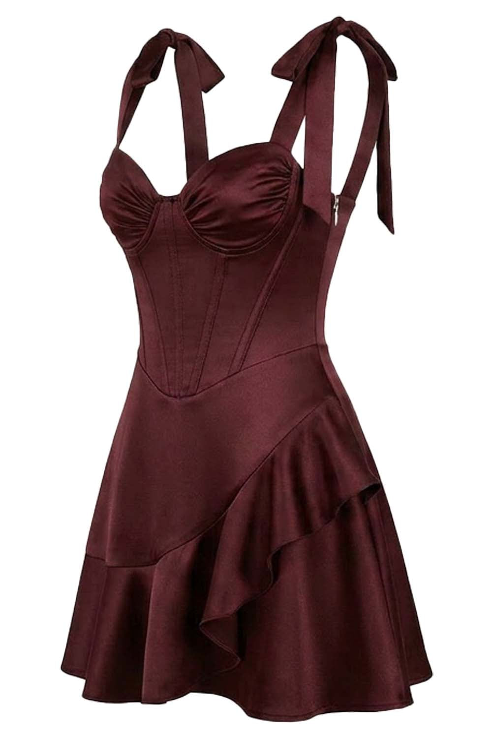 CARMILLA Corset Dress - Dark Maroon