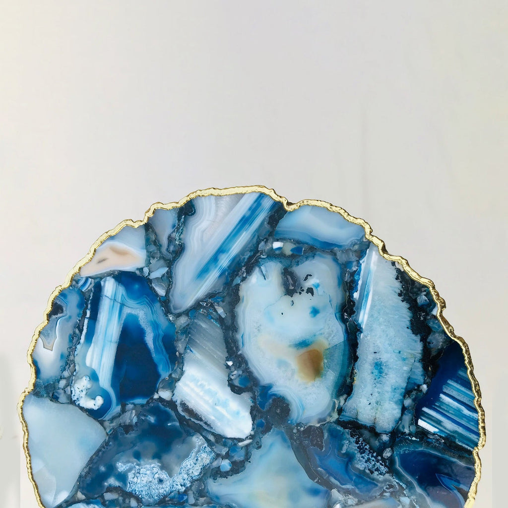 Blue Agate Side Table, Organic Edge