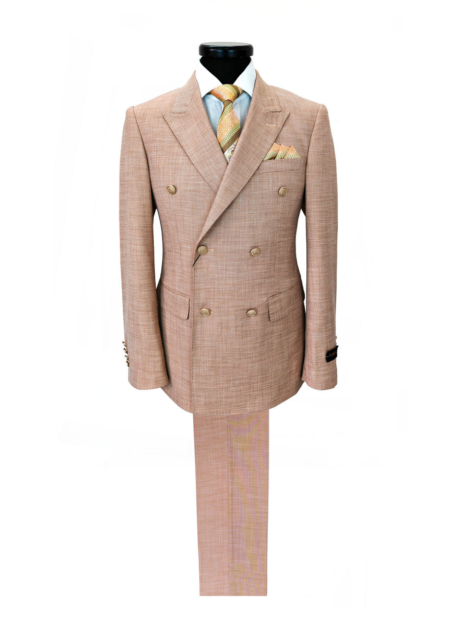 Light Salmon Slim Fit Double-Breasted Suit