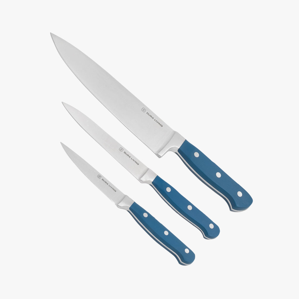 Superior 3-Piece Kitchen Knife Set – Royal Blue - Knife Set at Dealshubindia