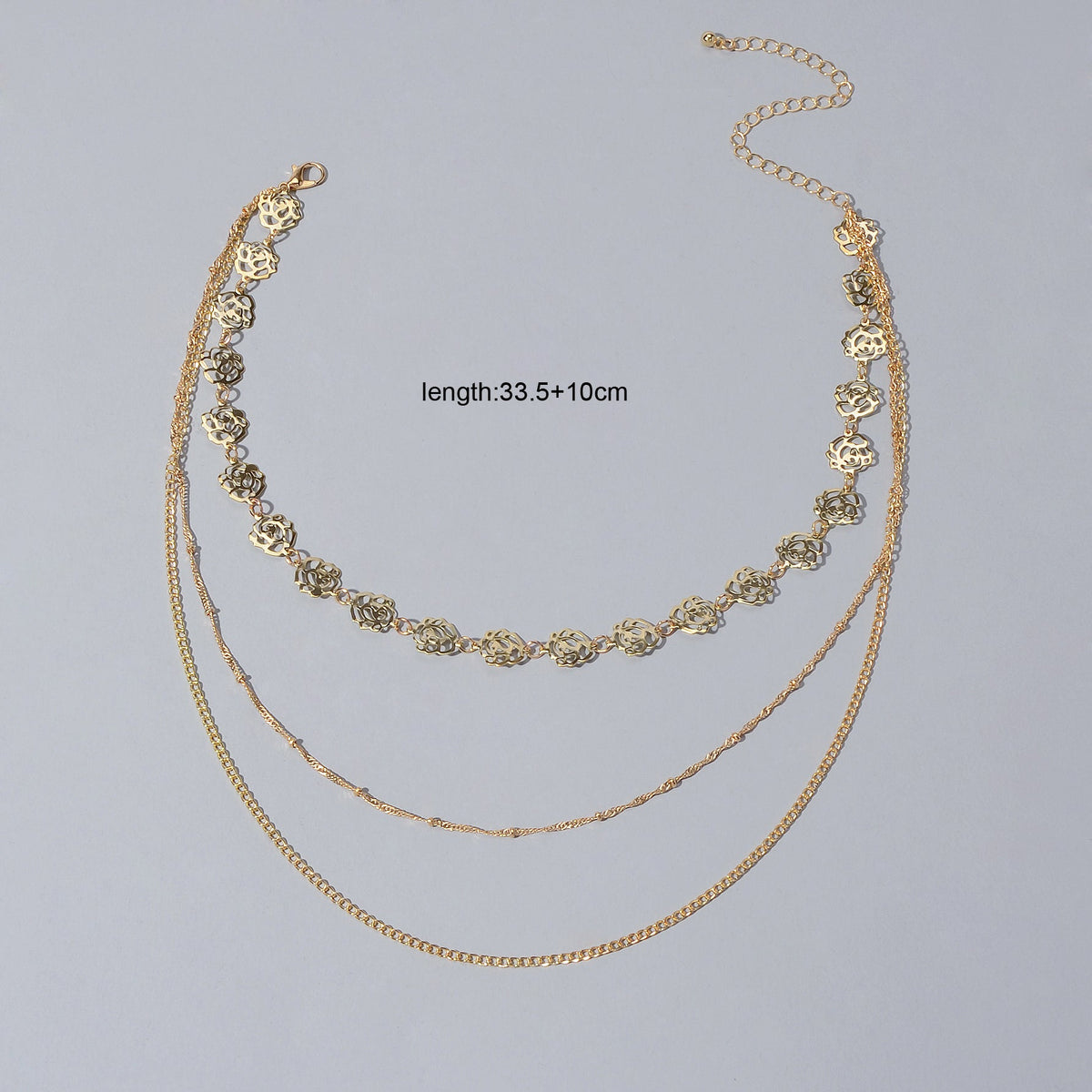 Multi-layer Gold Chain Flower Collar Necklace Ladies Fashion Party Accessories