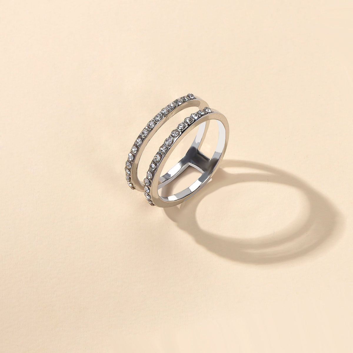 Luxurious Bridal Jewellery Band Women Full Rhinestone Decor Silver Wedding Ring