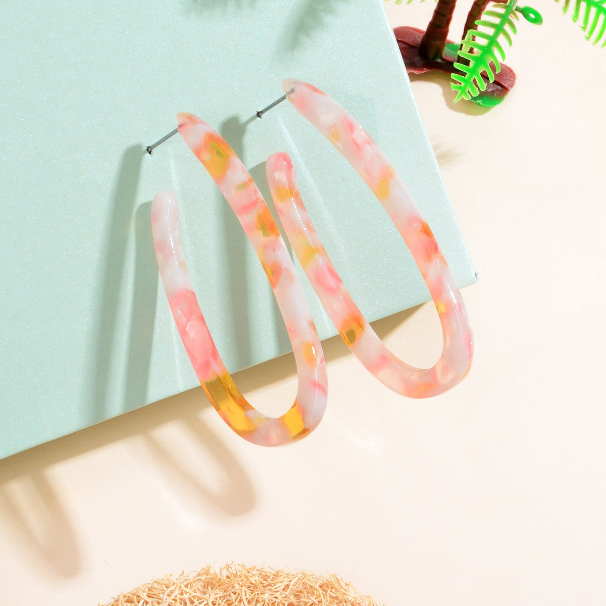 Trendy Acrylic Women Beach Colourful Resin Statement Earrings Vacation Jewellery